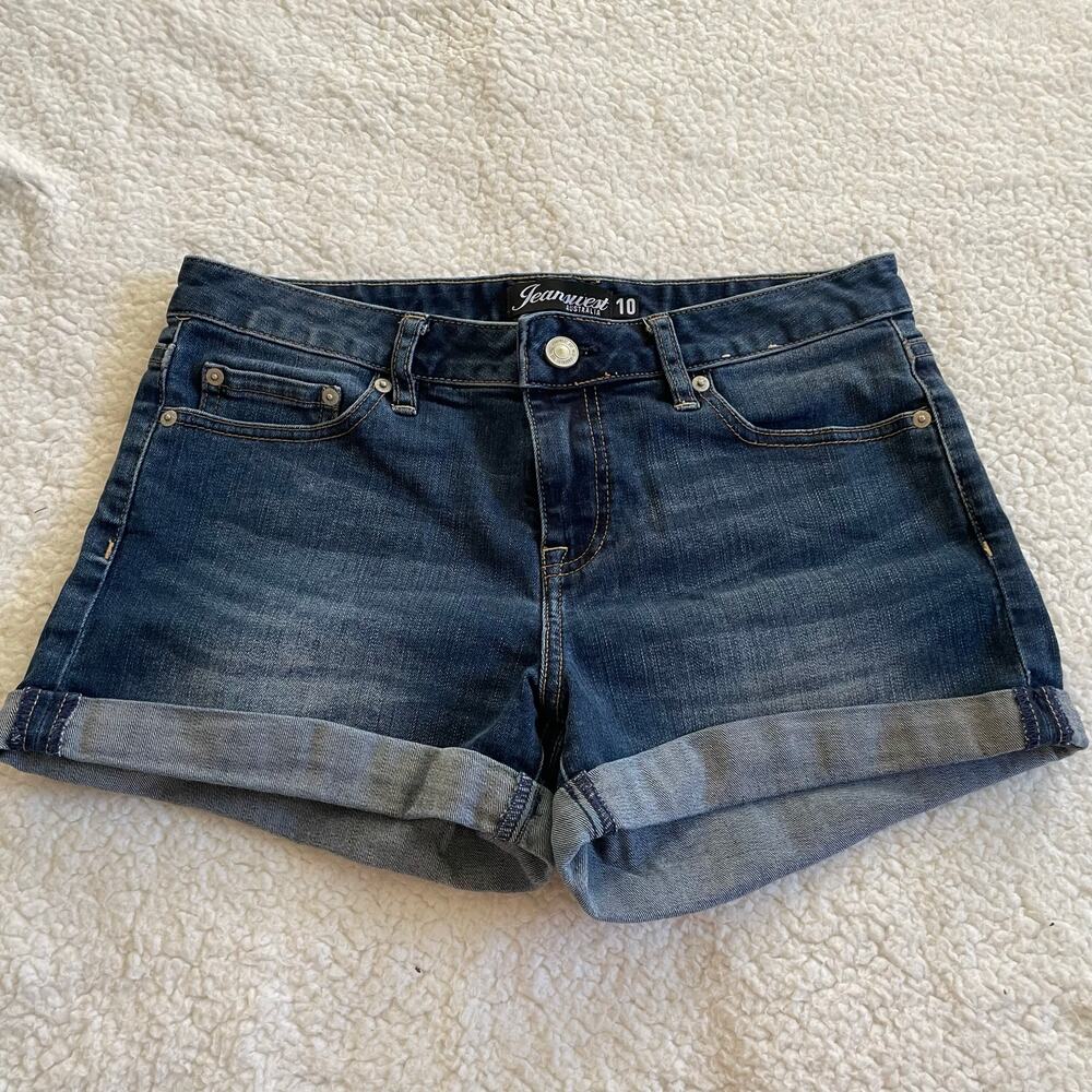 Jeanswest Cuffed Denim Shorts Medium Wash Low Rise Size 10